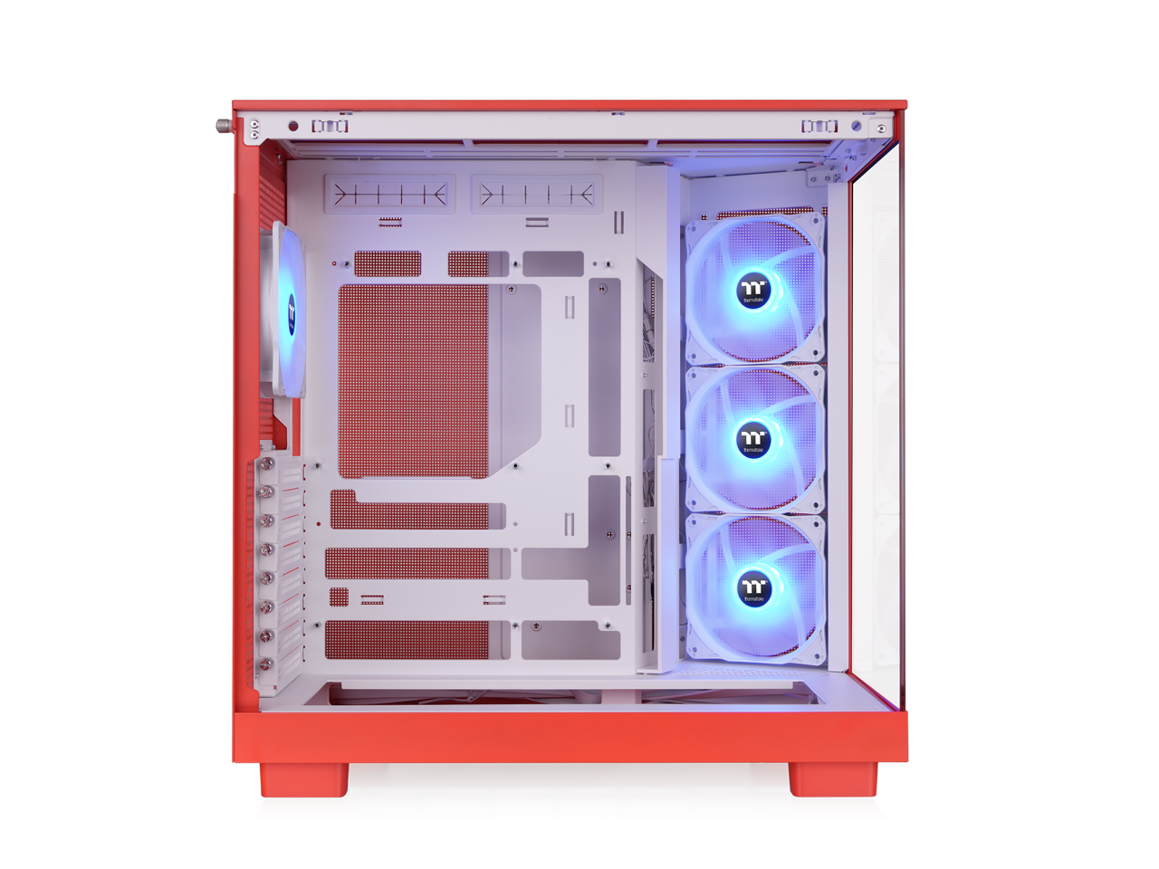 Alt View 2. Thermaltake - Thermaltake View 380 XL TG ARGB Case, 4x120mm Fans, 360mm Rad, 420mm GPU, Dual Chamber, Orange - Flaming Orange.