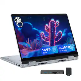 Dell - Plus 14" FHD+ Touch 2-in-1 Laptop,Intel Ultra 7 256V,16GB RAM,2TB SSD+288GB Dock Set,Backlit Keyboard,Win11 - Blue