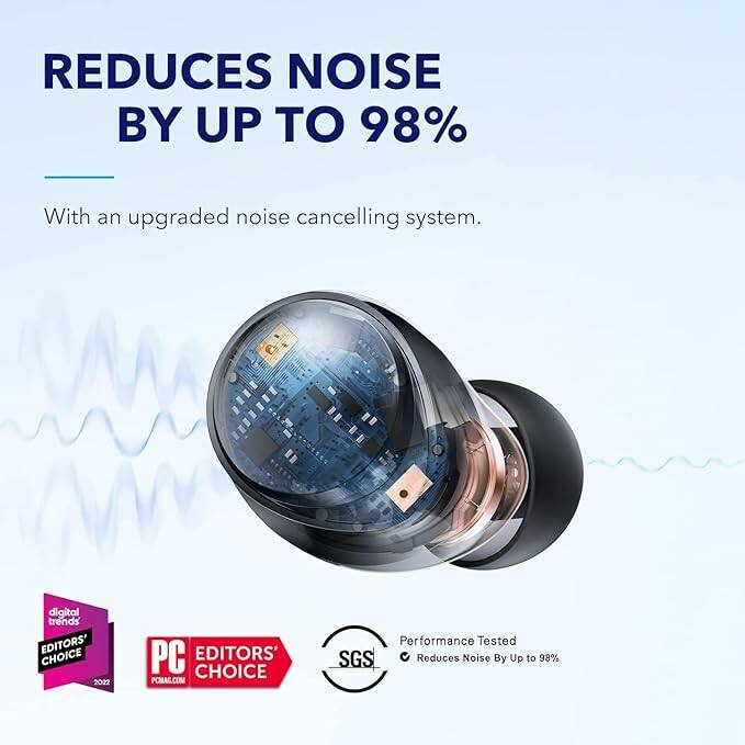 REDUCES NOISE BY UP TO 98%  
With an upgraded noise cancelling system.  

digital trends EDITORS' CHOICE 2022  
PC EDITORS' CHOICE  
POMAG.COM  
Performance Tested  
SGS  
Reduces Noise By Up to 98%
