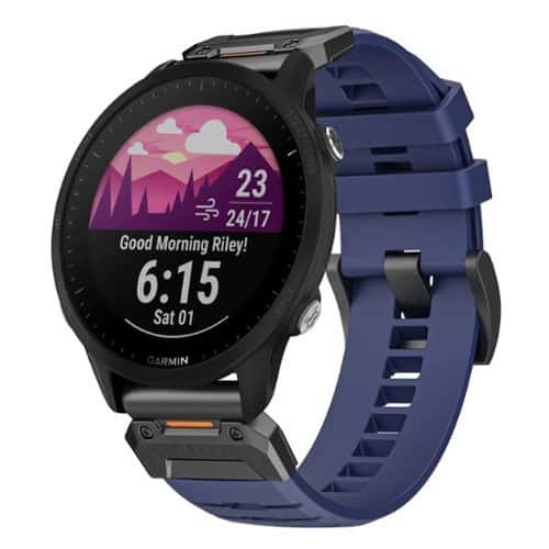 StrapsCo - Elite FKM Strap QuickFit 22 Watch Band For Garmin Forerunner 955 - Midnight