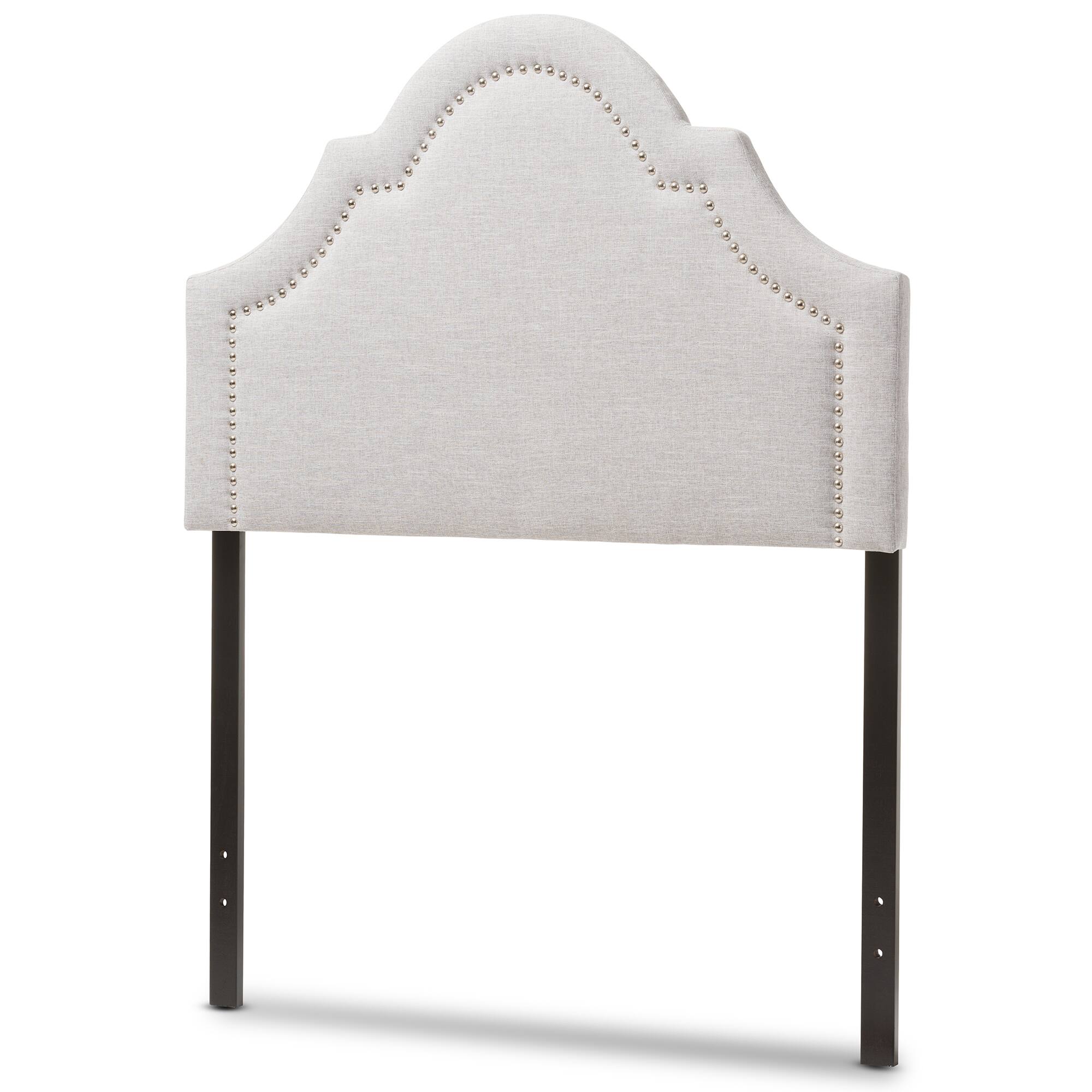 Angle. Baxton Studio - Rita Modern and Contemporary Fabric Upholstered Twin Size Headboard - Greyish Beige.