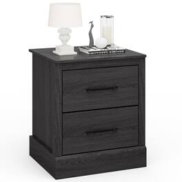 Costway - 2 Drawer Nightstand Bedside Table Compact Sofa End Table - Dark Gray Oak