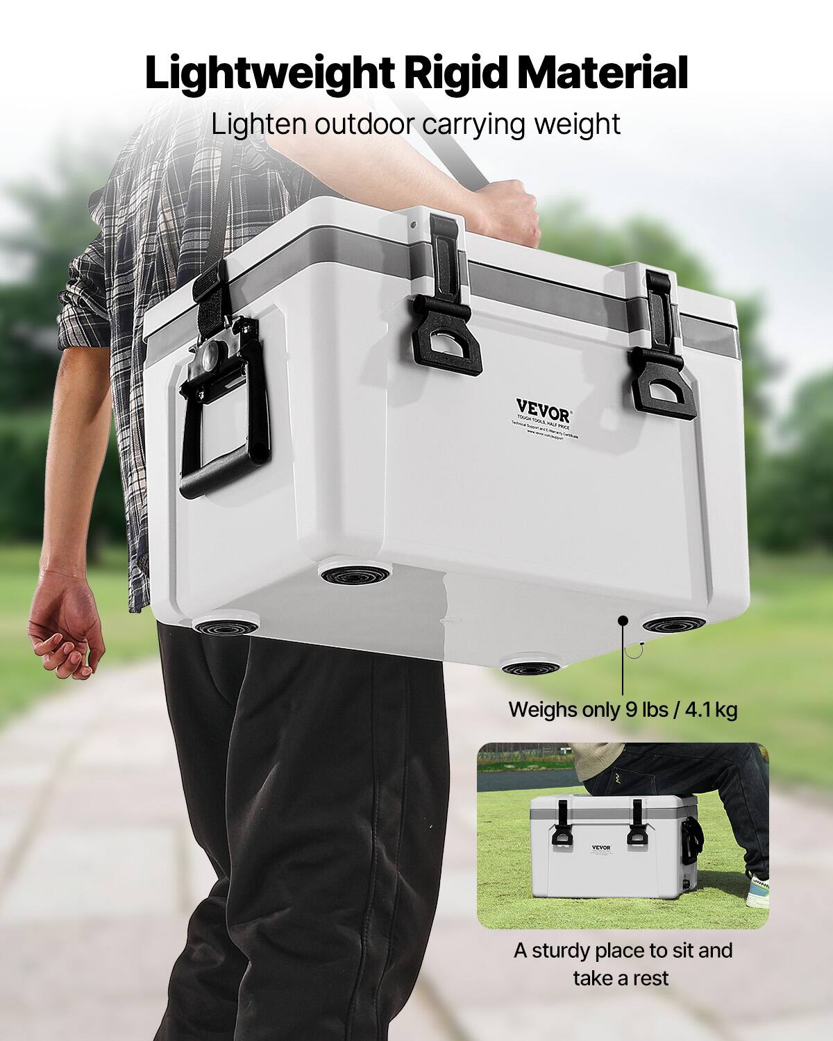 Lightweight Rigid Material  
Lighten outdoor carrying weight  

Weighs only 9 lbs / 4.1 kg  

A sturdy place to sit and take a rest