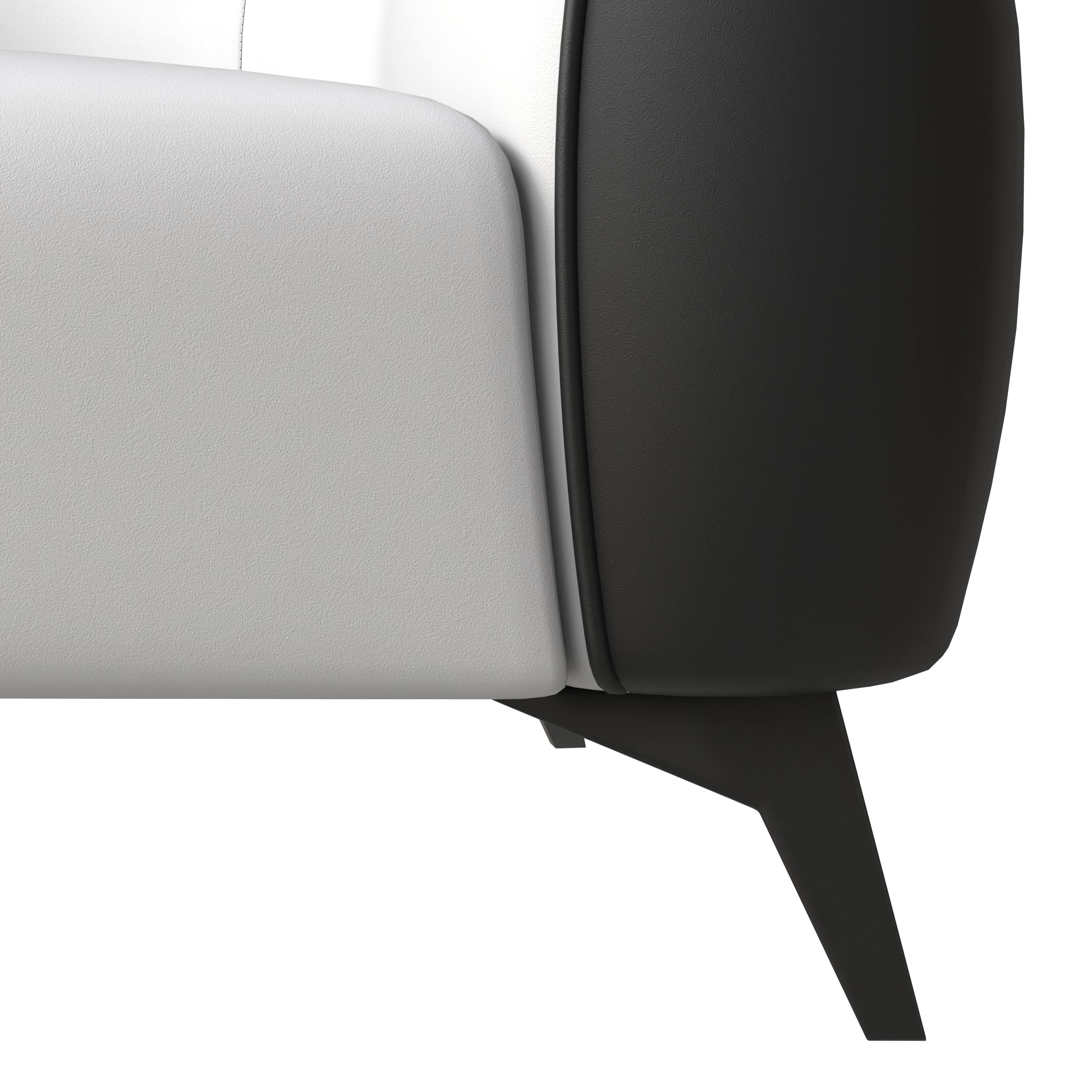 Alt View 5. LeisureMod - Opula Modern Eco-Leather Accent Chair, Steel Base Single Seater Armchair - Black/White.