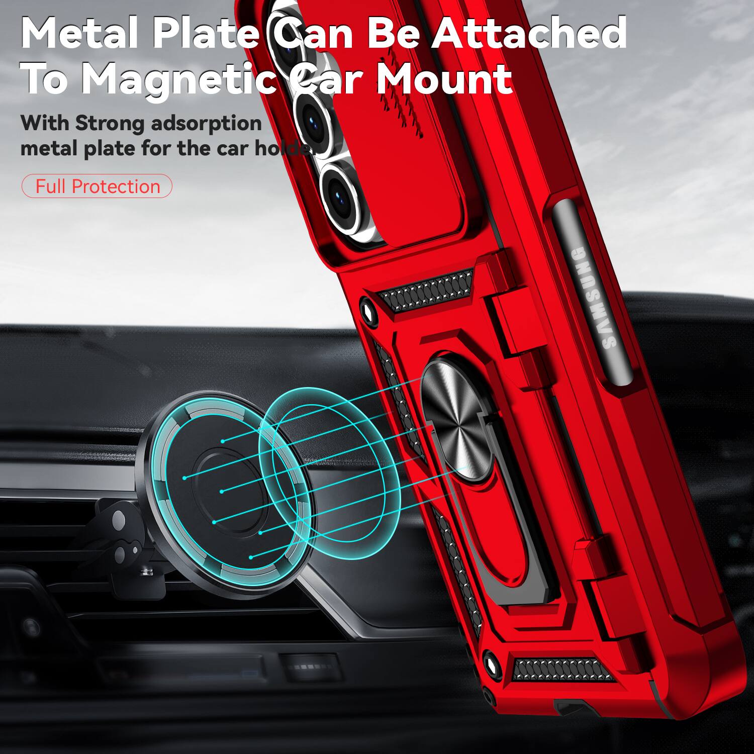 Metal Plate Can Be Attached To Magnetic Car Mount

With Strong adsorption metal plate for the car holder

Full Protection