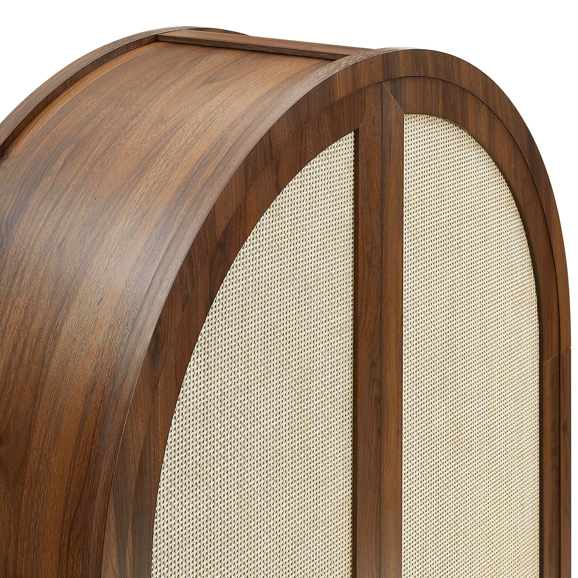Alt View 5. Modway - Calista 79" Tall Wide Rattan Arched Storage Cabinet by Modway - Walnut.