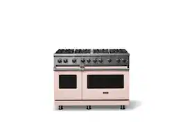 Viking - 6.1 Cu. Ft. Professional 5 Series Freestanding Double Oven Liquid Propane Gas Convection 8 Burner Range - Blush