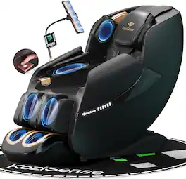 KoziSense - KZ-A18 Massage Chair Full Body,Zero Gravity SL-Track Shiatsu,Back Heat,Voice Control,Body Scan,Legrest Extension - Black