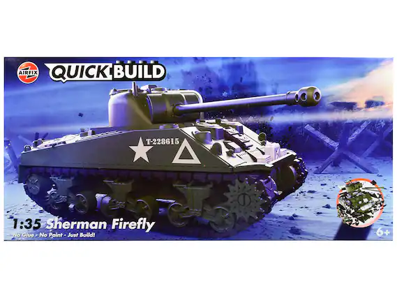 AIRFIX QUICK BUILD
T-228615
1:35 Sherman Firefly
No Glue - No Paint - Just Build!
6+