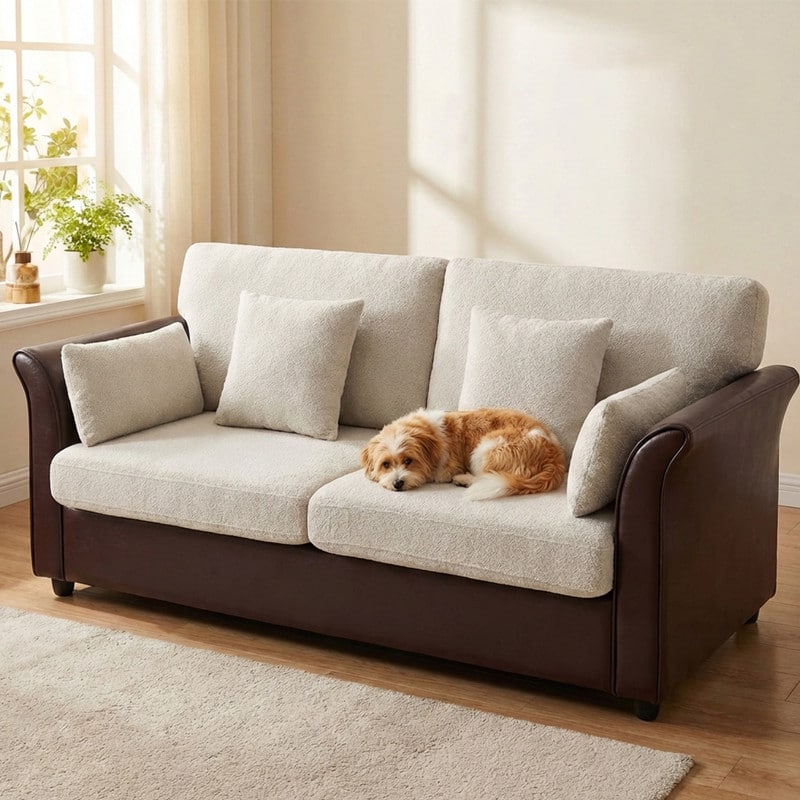 Dyonery - 79-inch multi-color two-seater sofa in vintage brown leather - Brown