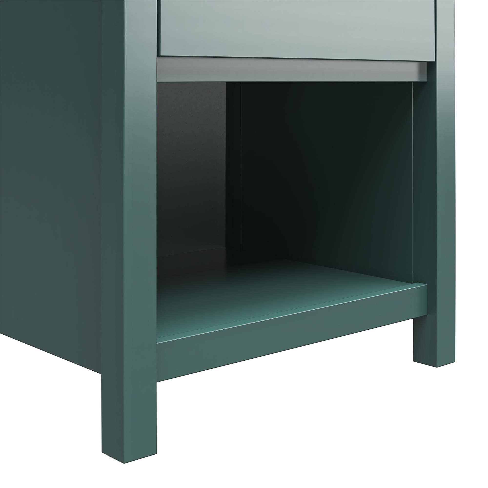 Alt View 2. Aukfa - 1 Drawer Nightstand - MDF & Engineered Wood, Vintage Gold Pulls, 40lb Top & 25lb Storage Capacity, 19.7"W x 25"H - Green.