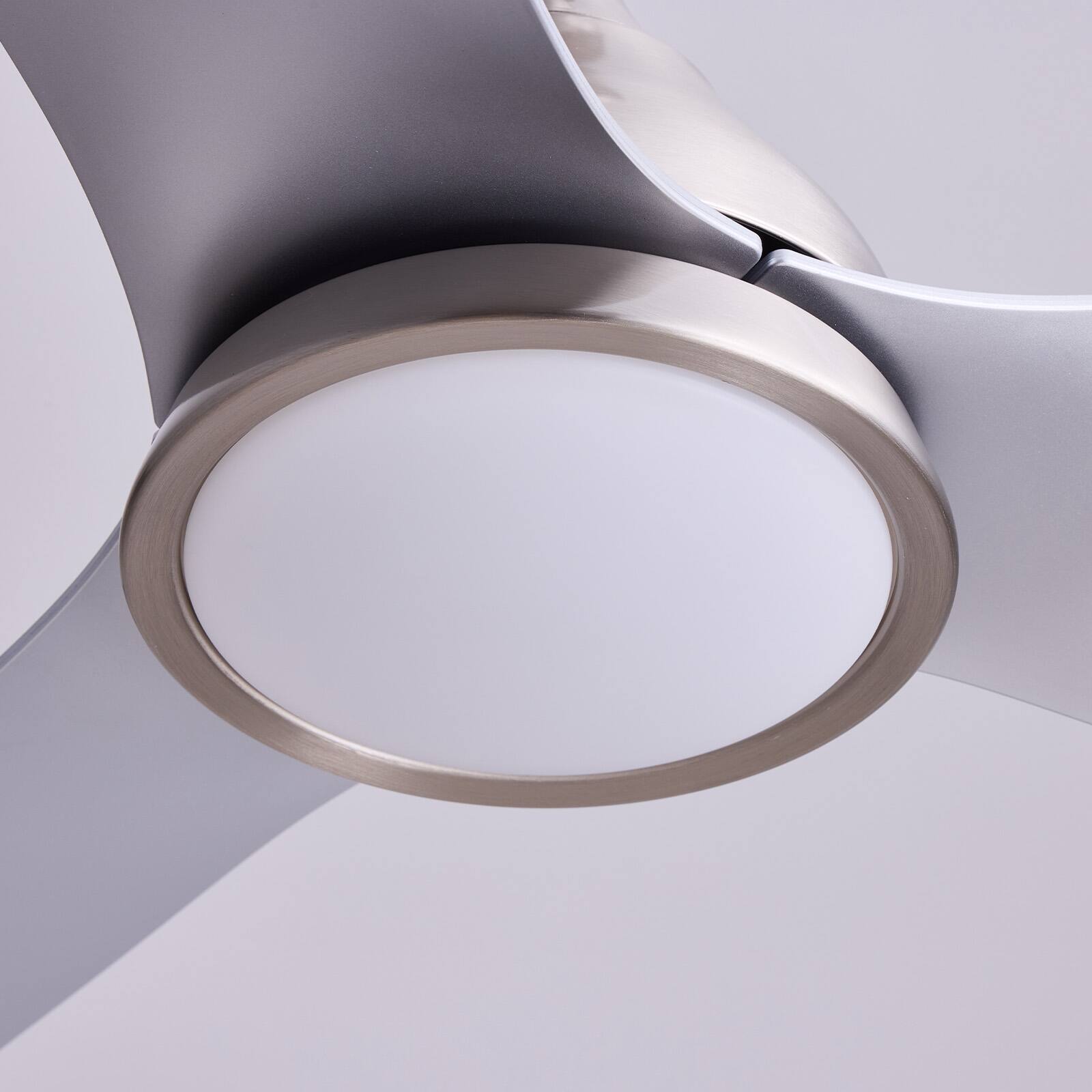 Alt View 8. Siljoy - 52 Inch 3 Blade Brushed Nickel ABS Modern Ceiling Fan with Dimmable LED Light for Bedroom Living Room - Brushed Nickel.