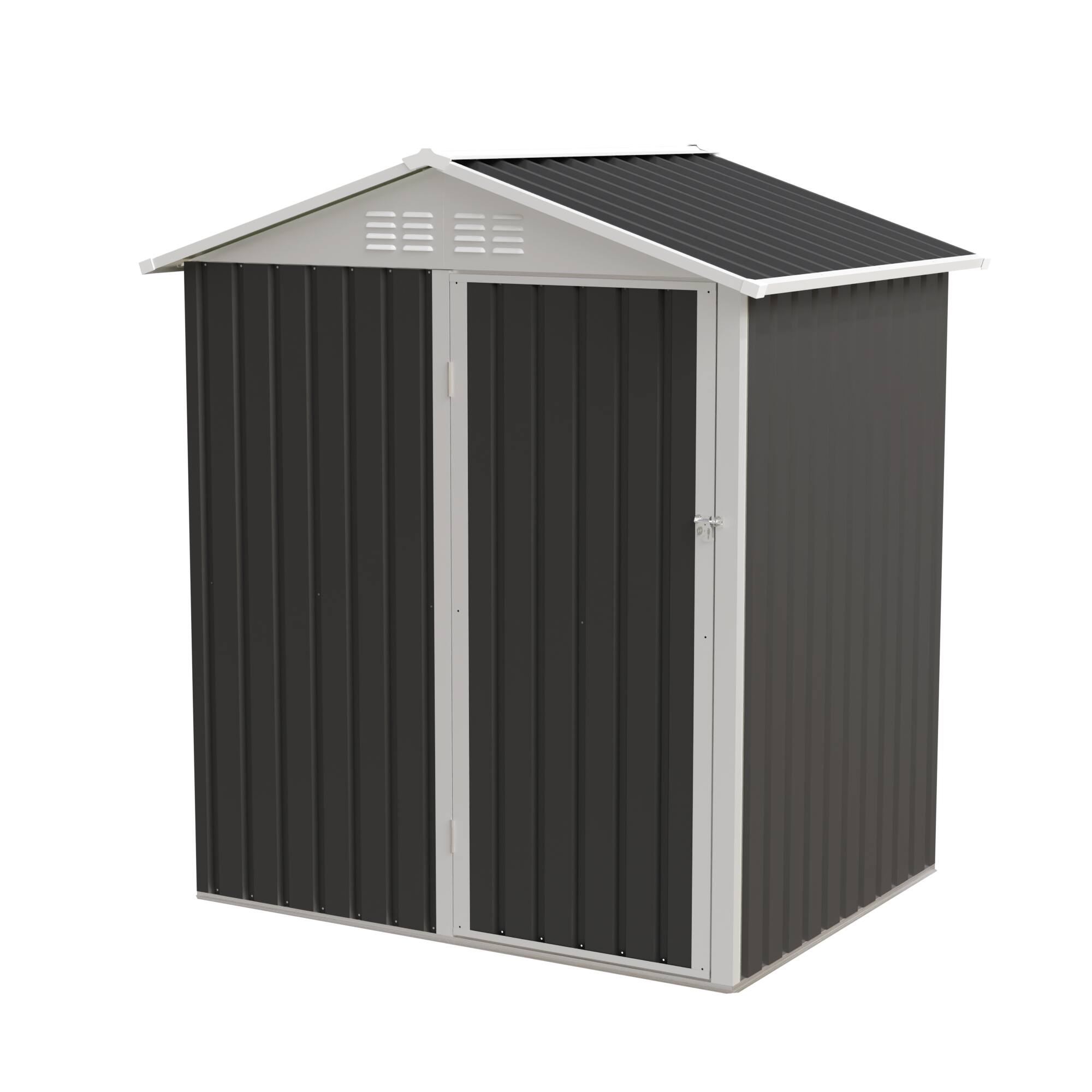 Alt View 2. Loheer - Loheer 5.4x4.27 FT Grey Metal Outdoor Storage Shed Corner Garden Shed with Hinge Door.