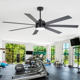 Breezary - 72-Inch LED Ceiling Fan - 7 Blades, 24W LED Light, DC Motor, 6 Speeds, Memory Function, Remote Control, Timer, Downrods - Black