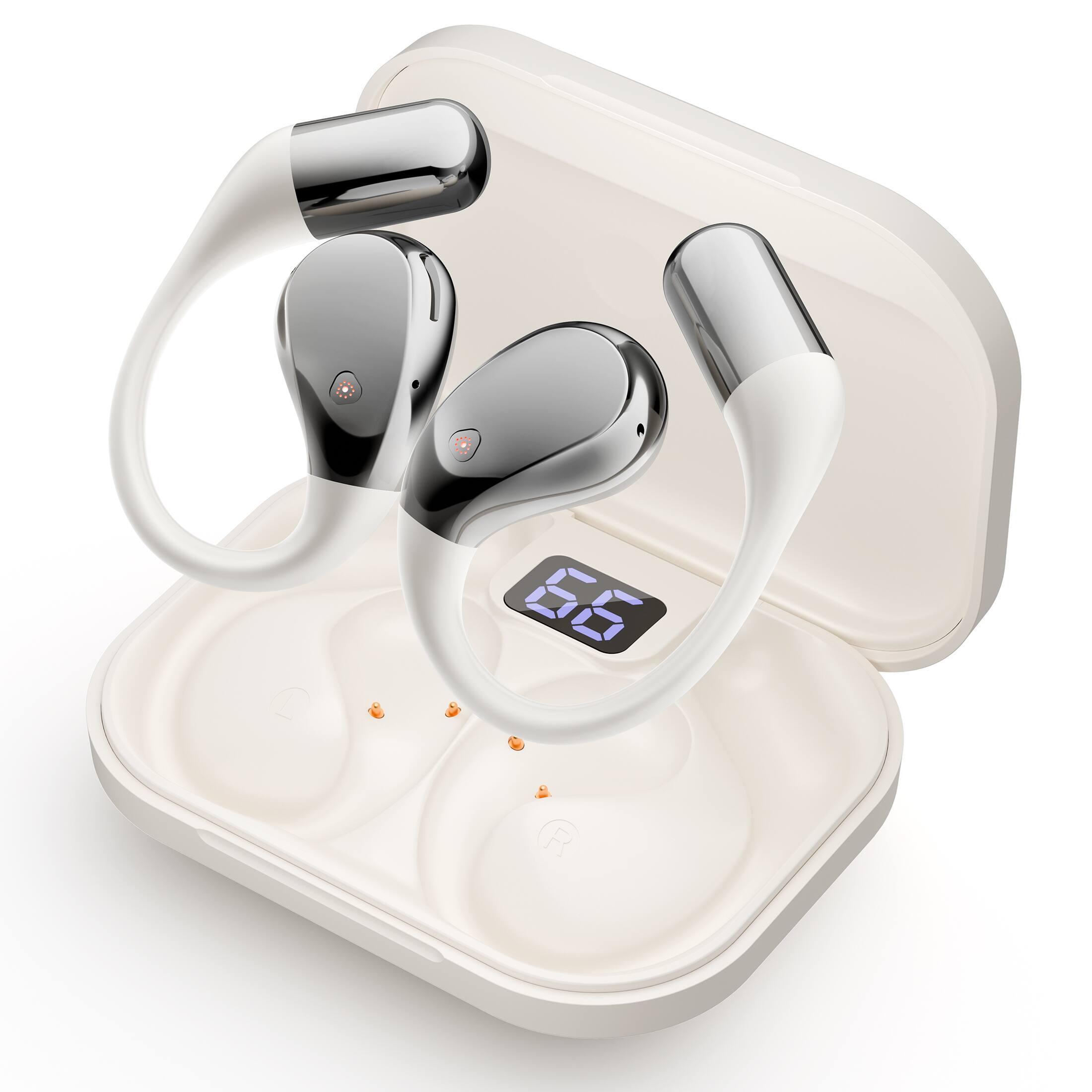 Left. Sugift - Open-Ear Sport Bluetooth Earbuds with Bluetooth 5.4 - White.