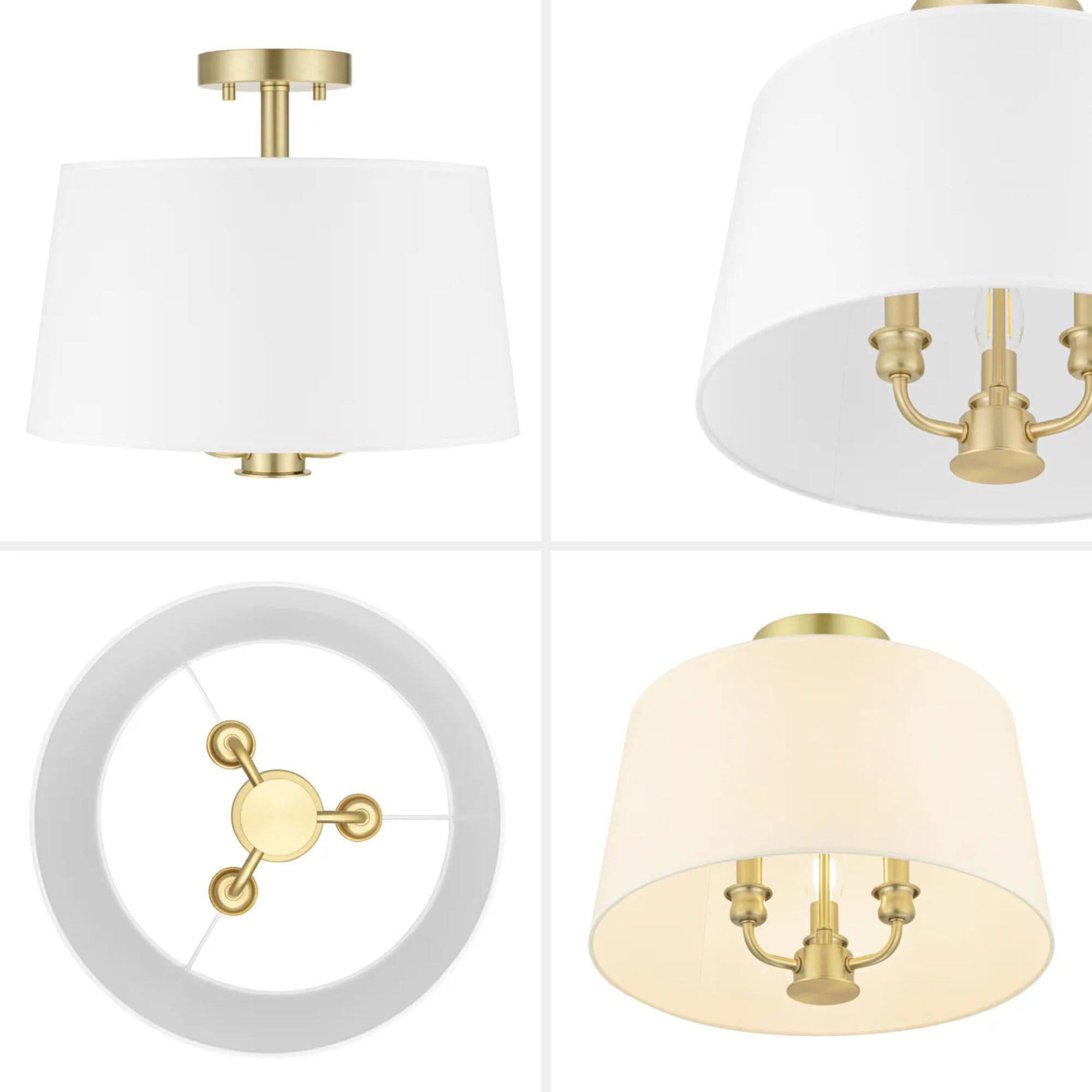 Alt View 7. Prominence Home - Prominence Home Billet 3 Light Semi Flush Convertible Pendant, Brushed Gold.