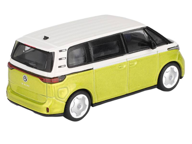 Alt View 3. True Scale Miniatures - Volkswagen ID. Buzz Van Pomelo Yellow Metallic and Candy White Limited Edition 1/64 Diecast Model Car by Mini GT.