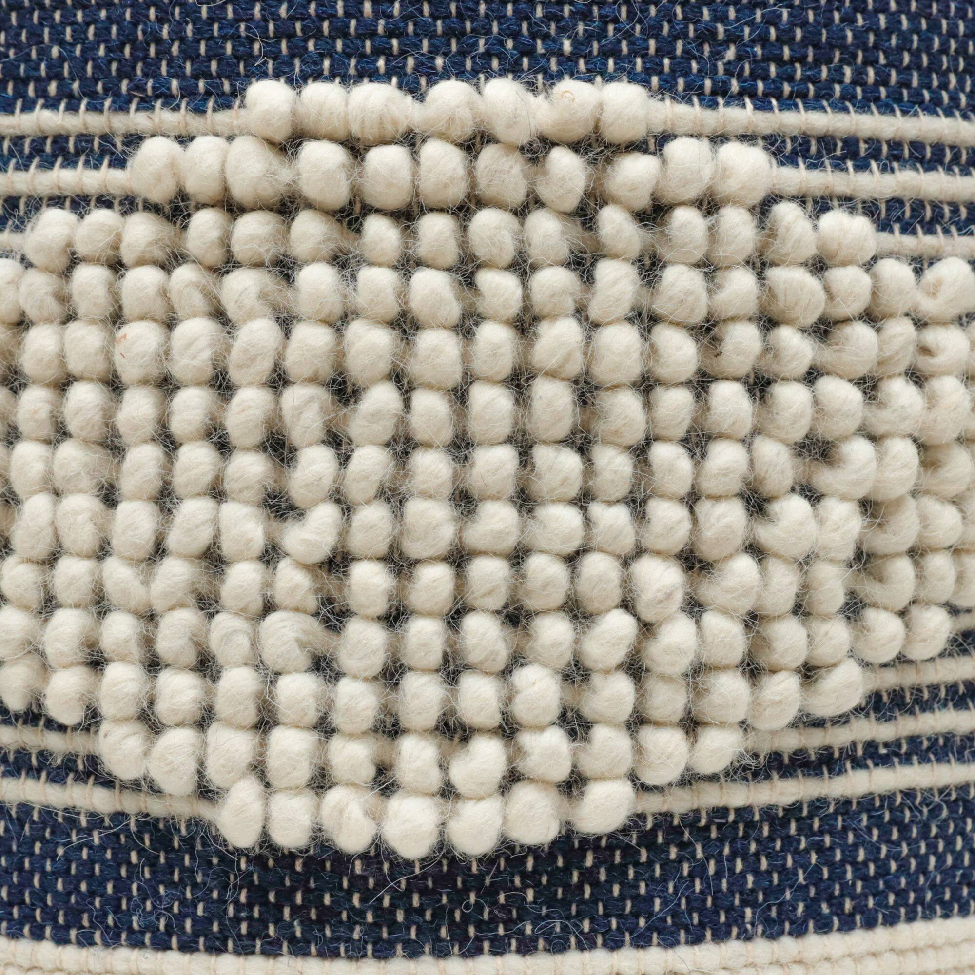 Alt View 3. GOODSILO - Handcrafted Fabric Cylindrical Pouf with Stylish Design and Durable Construction - Dark Blue.