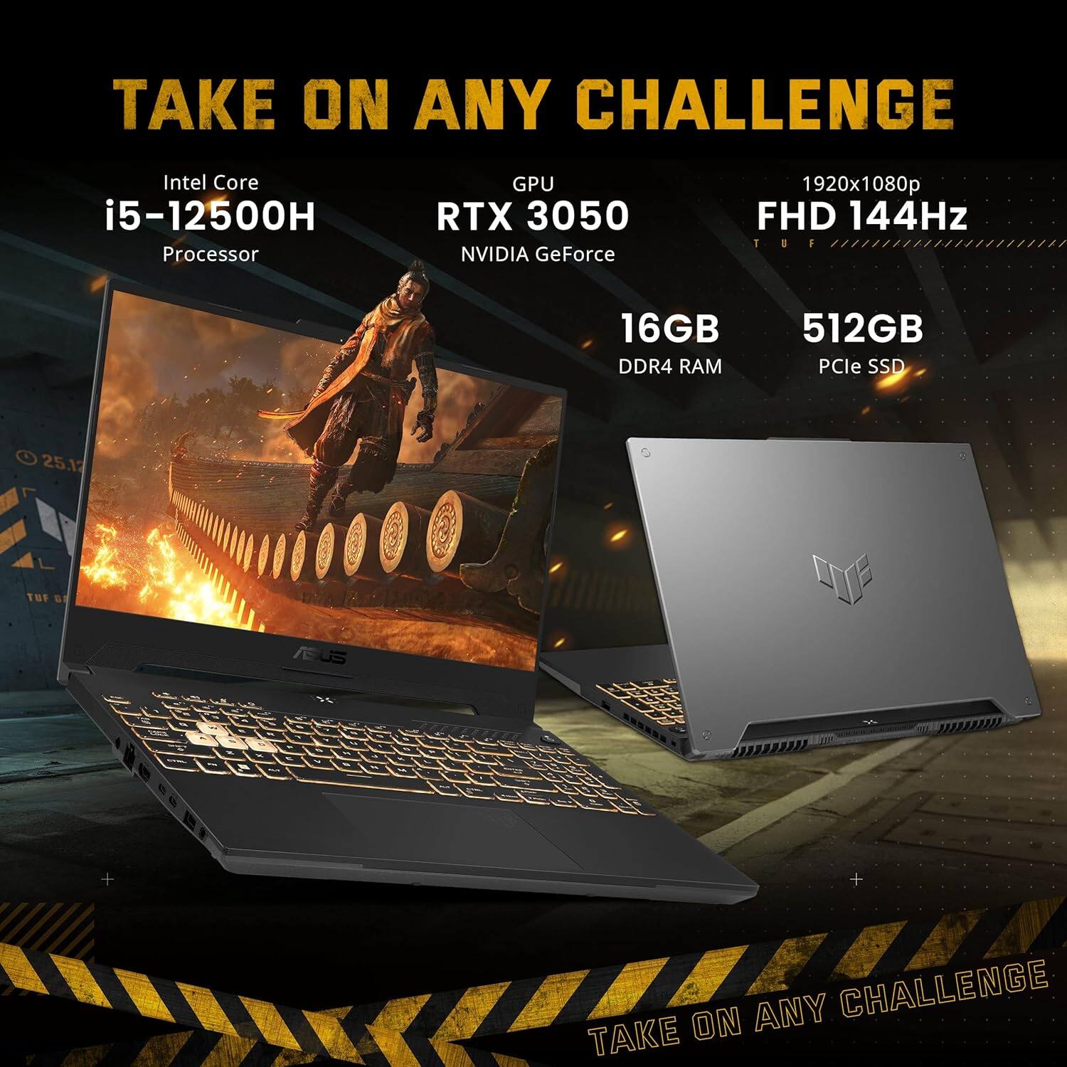 TAKE ON ANY CHALLENGE

Intel Core i5-12500H Processor

GPU RTX 3050 NVIDIA GeForce

1920x1080p FHD 144Hz

16GB DDR4 RAM

512GB PCIe SSD