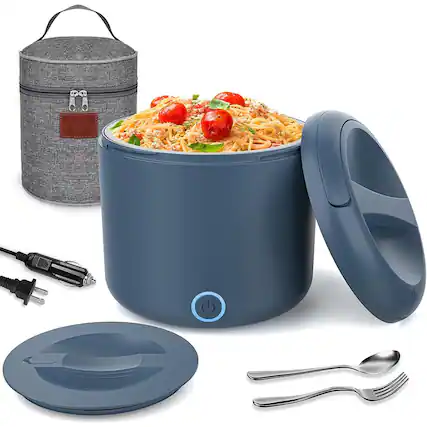 Front. RTMB - Electric Lunch Box – 1.2L Heated, Portable, Blue - Dark Blue.