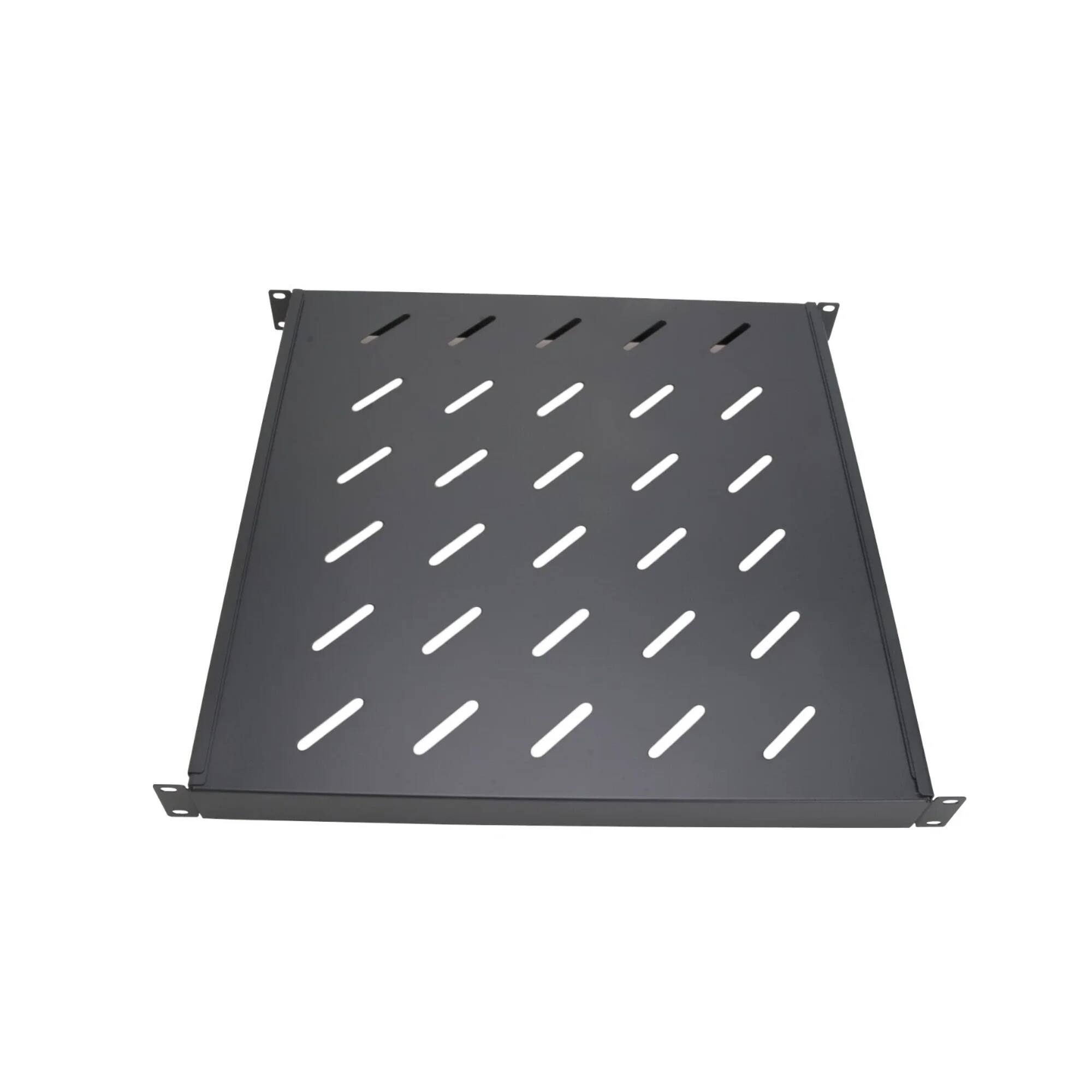 Angle. Cables Direct Online - 1U 19” Fixed Server Shelf 4 Post Rack Mount, Adjustable from 18in - 42in, 40 lb Capacity - Black.