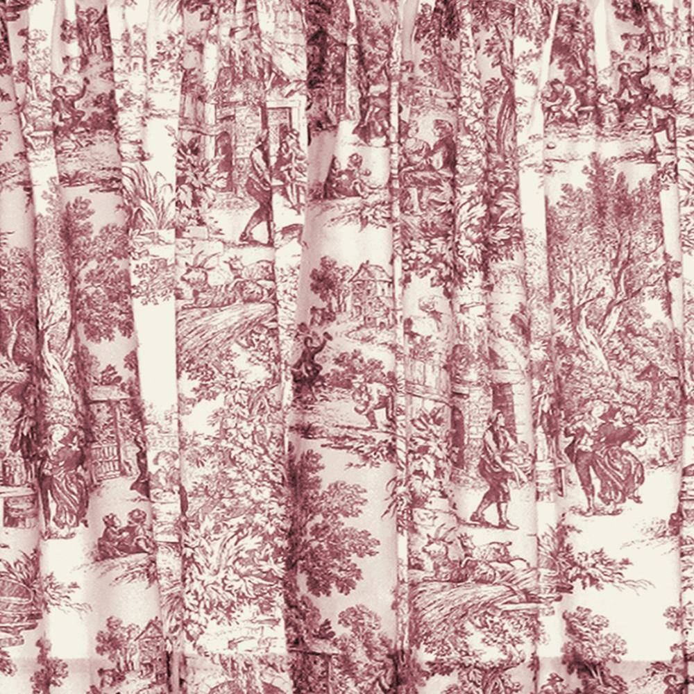 Left. SKL Home - Ellis Curtain Victoria Park Toile Room Darkening Window Rod Pocket Pair Set With 2 Tiers - 2-Piece - 68" x 24" Red - Red.