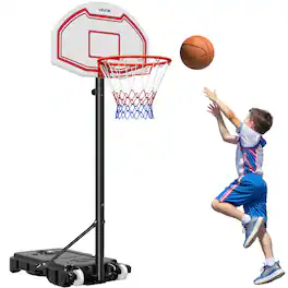 VEVOR - Portable Basketball Stand, 5.2 to 6.9 ft Height Adjustment Basketball Hoop & Goal, Kids Adjustable Basketballs Hoop - Red + Black + White