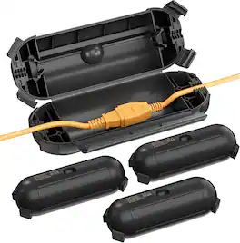 BN-LINK - Outdoor Extension Cord Safety Cover, Weatherproof IP44, 4 Latches, Fits 12/14/16 AWG, 4-Pack - Black