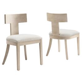 Peregrine Wood and Fabric Upholstered Dining Chairs Set of 2 by Modway - White