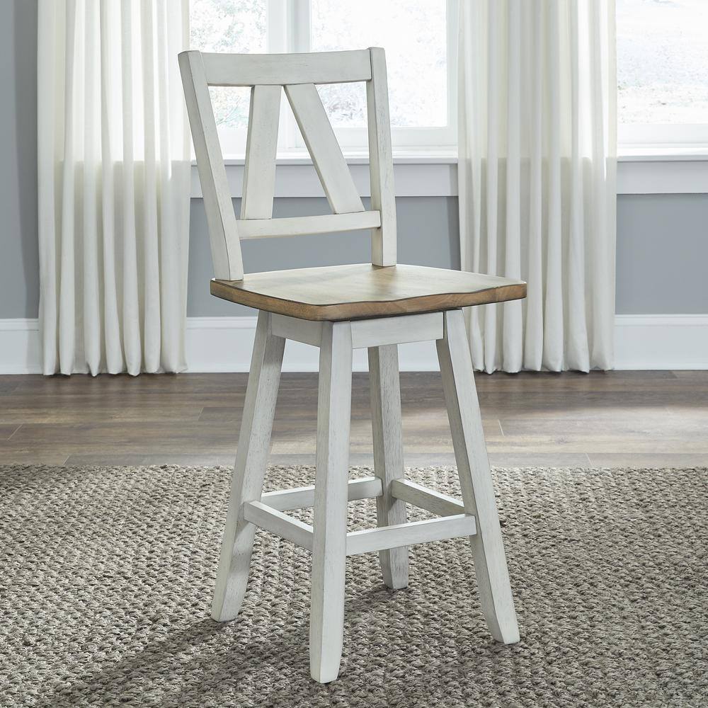 Alt View 2. Liberty Furniture Industries - Counter Height Swivel Chair (RTA) - Set of 2 Farmhouse White - White.