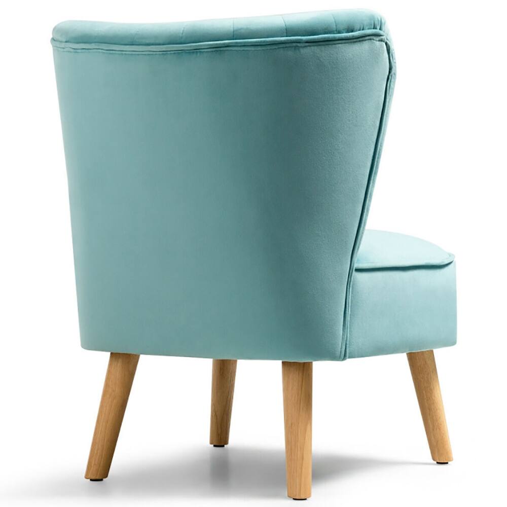 Alt View 2. Pefilos - Velvet Accent Chair, Modern Armless Velvet Accent Chair with Wood Legs, Thickly Padded, Armless Wingback Club Chairs - Green.