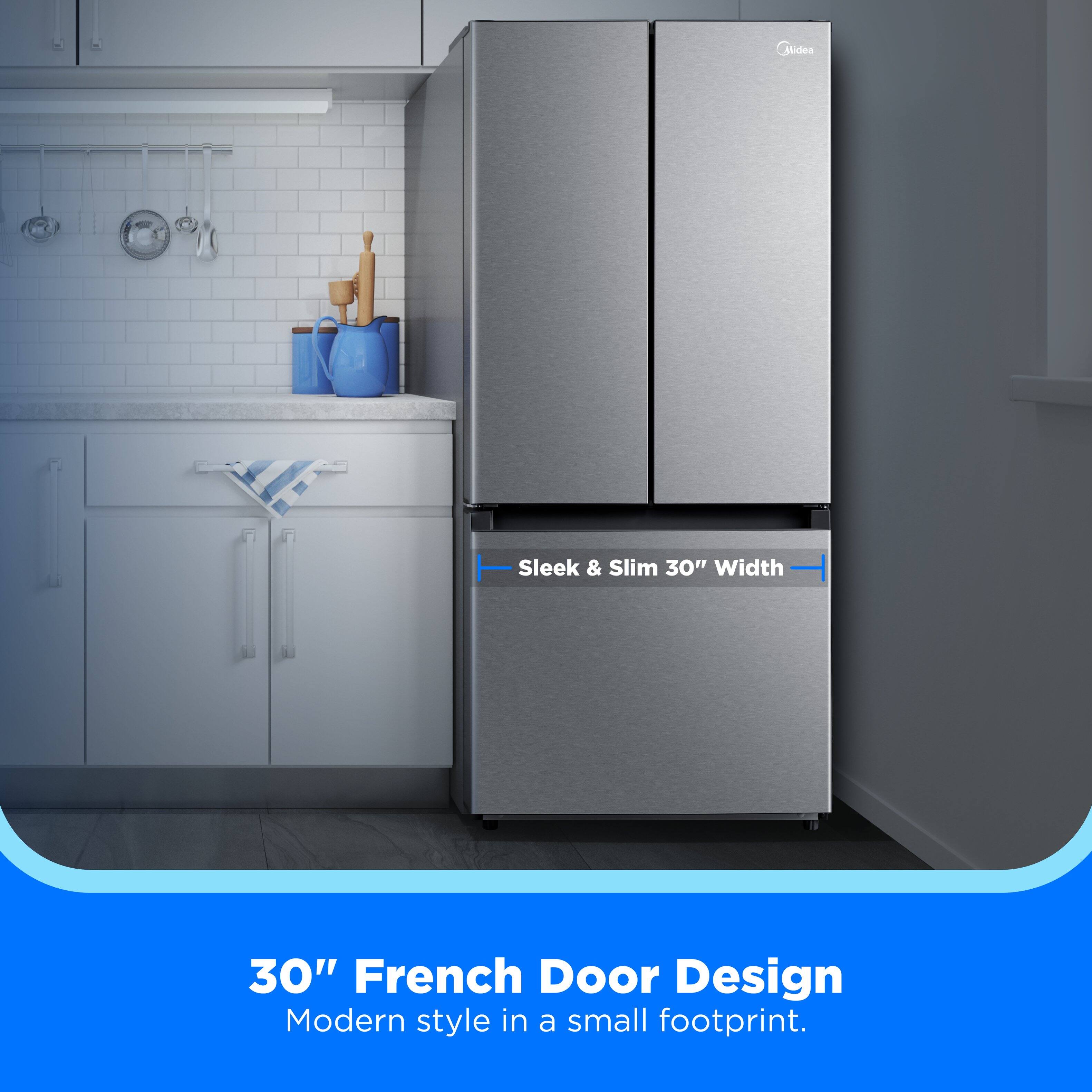 Midea  
Sleek & Slim 30" Width  
30" French Door Design  
Modern style in a small footprint.