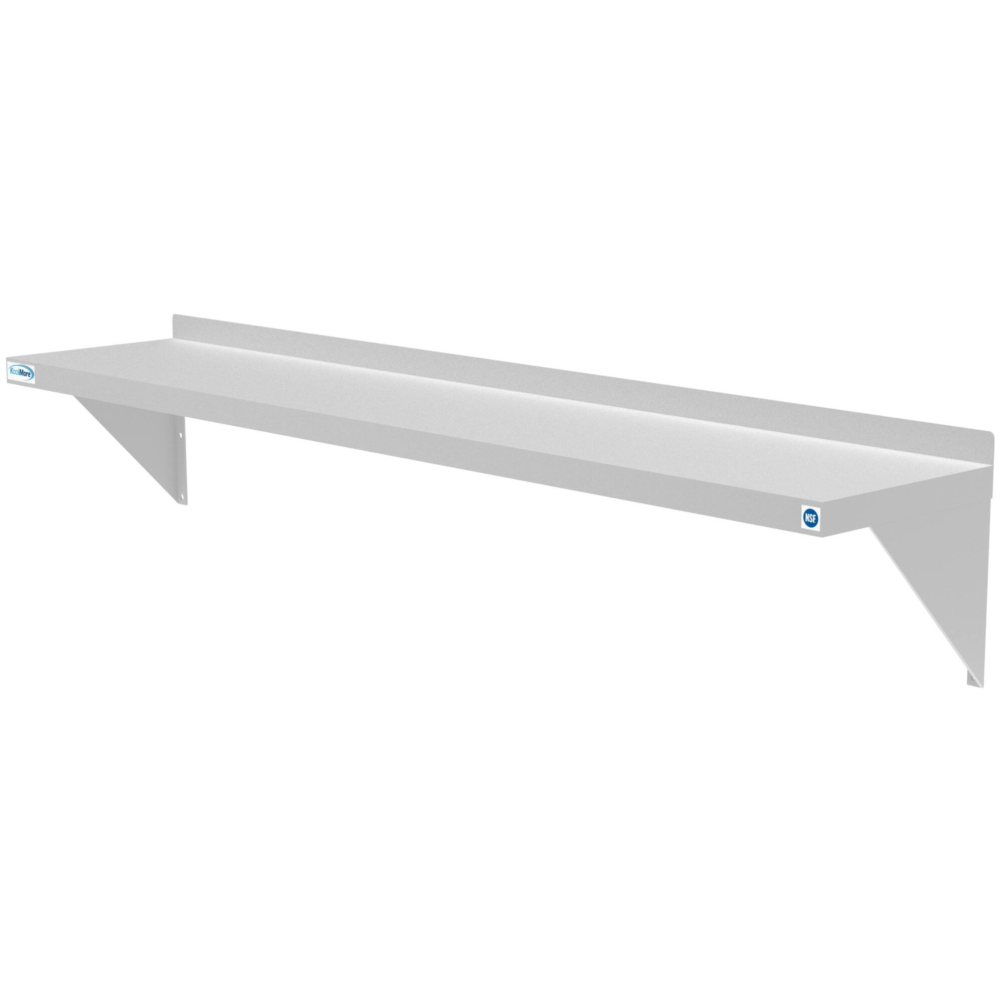 Angle. Koolmore - 12" x 60" 18-Gauge Stainless-Steel Heavy Duty Wall Shelf, WMSH-1260. - Stainless-Steel.