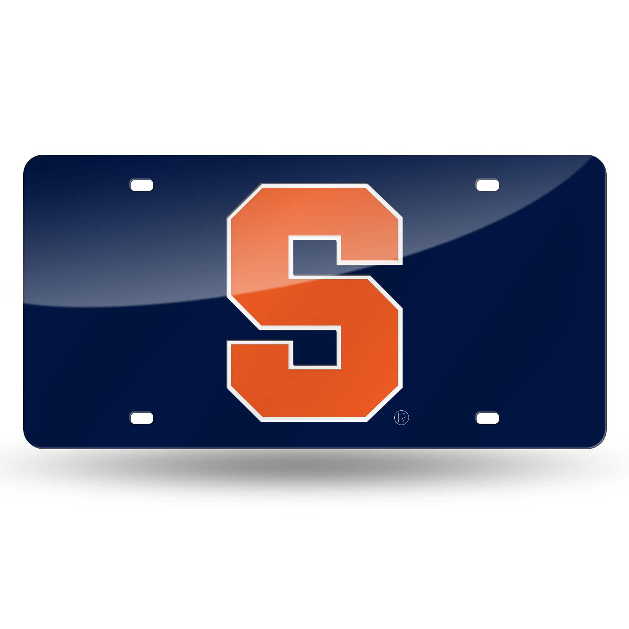 Rico Industries - Syracuse Orange Blue Mirrored Laser Cut License Plate Laser Tag - Multi