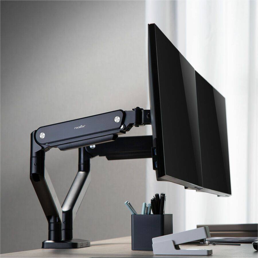 Alt View 8. Rocstor - Rocstor ErgoReach Mounting Arm for Monitor - Black - Landscape/Portrait - 2 Display(s) Supported - 17" to 32" Screen - Black.