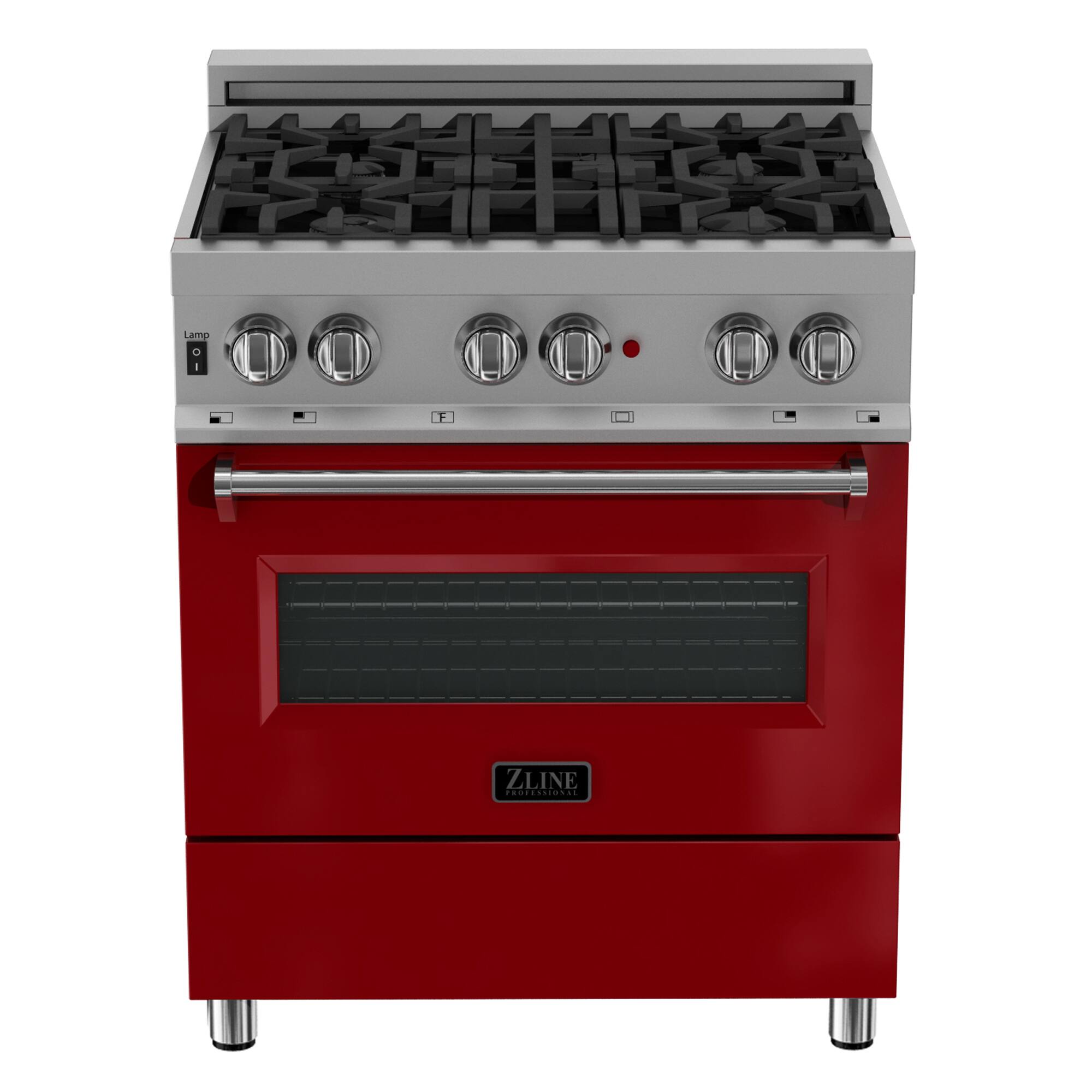 ZLINE - 36 in. Legacy Dual Fuel Range in Satin Stainless Steel & Red Gloss Door (RAS-RG-36) - Gloss Red