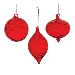 BreeBe - Swirl Glass Ornament (Set of 6) - Red