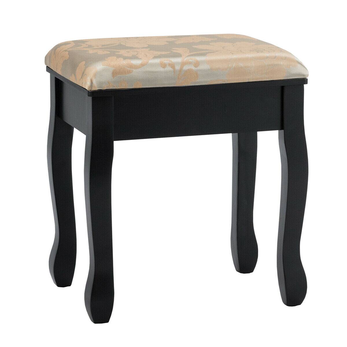 Alt View 9. Gymax - Gymax Vanity Set Makeup Dressing Table & Stool w/5 Drawers Black - Black.