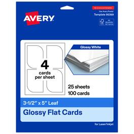 Avery - Leaf Flat Cards, 3-1/2" x 5", Glossy 100 Total - White
