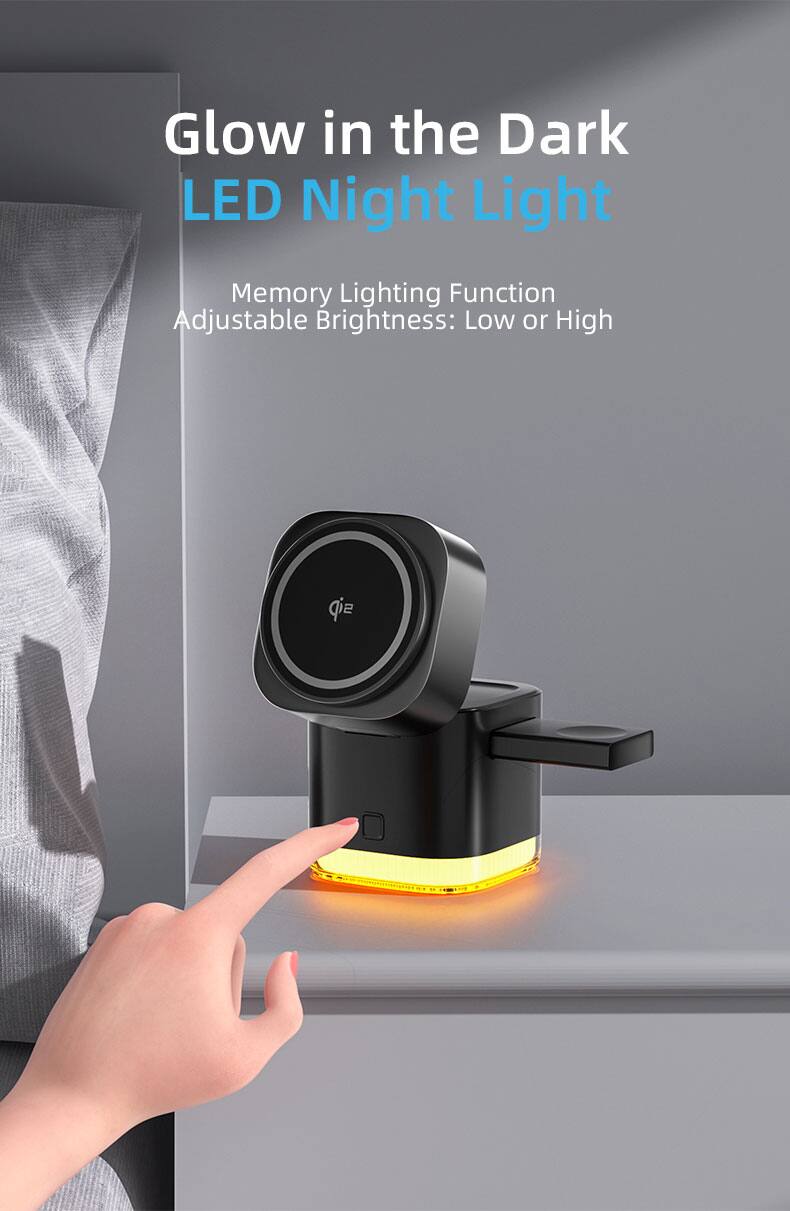 Glow in the Dark LED Night Light  
Memory Lighting Function  
Adjustable Brightness: Low or High