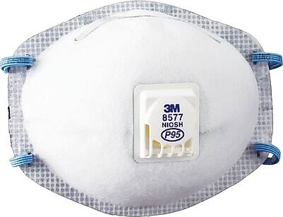 3M 3M™ Disposable Particulate Respirator, 8577, P95, Oil Proof, 10/Box ...