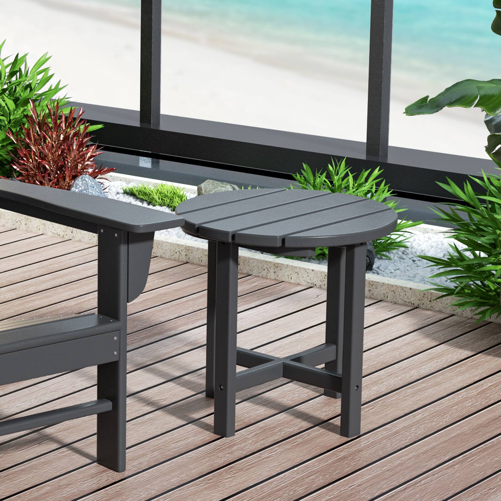 Alt View 9. WestinTrends - WestinTrends Malibu 3-Piece set Outdoor / Patio rocking chairs with a side table ( 2 seater ) - Gray.
