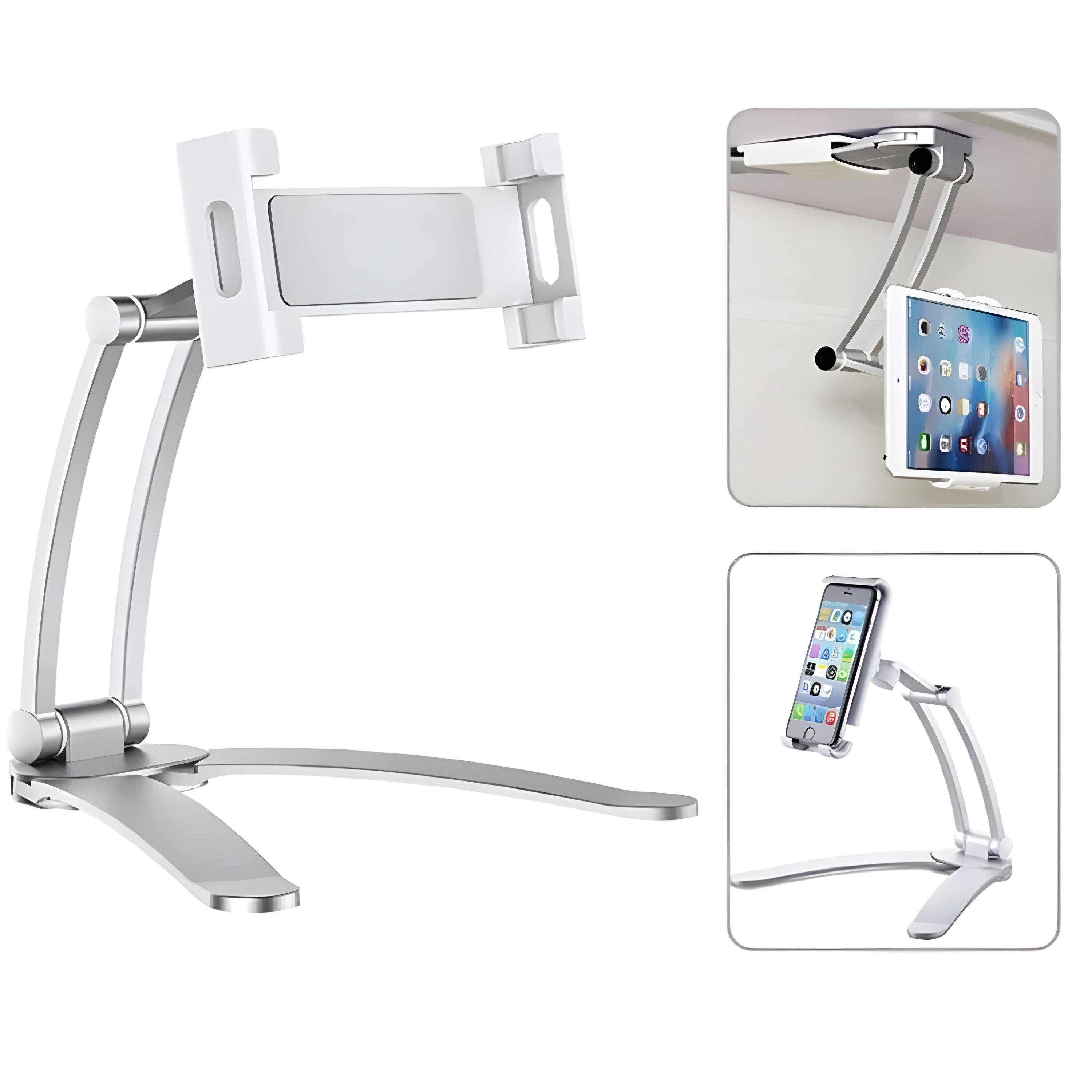 Angle. Kitcheniva - Pull-Up Lazy Bracket For Tablet & Cellphone Stand Holder - Silver.