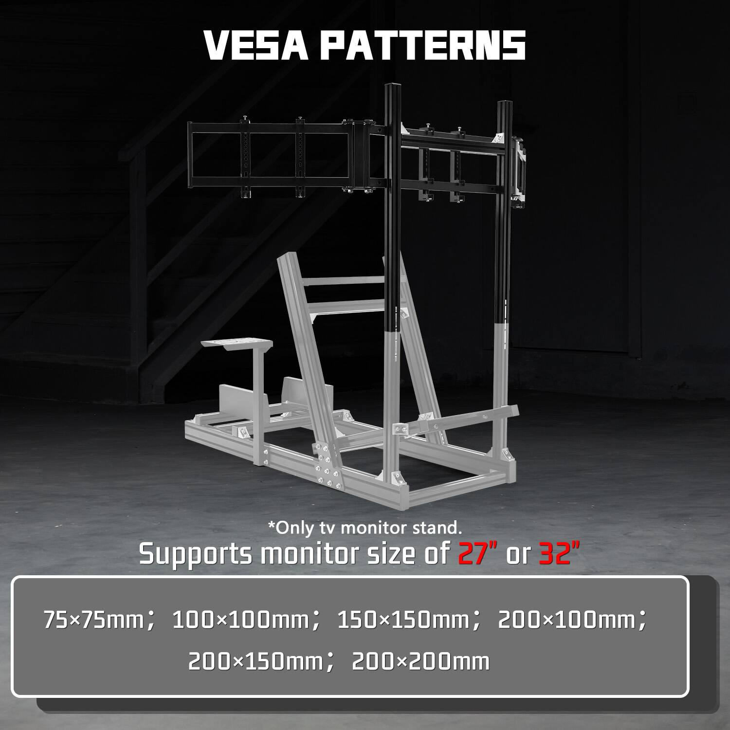 VESPA PATTERNS
*Only tv monitor stand. Supports monitor size of 27" or 32"
75x75mm; 100x100mm; 150x150mm; 200x100mm; 200x150mm; 200x200mm
