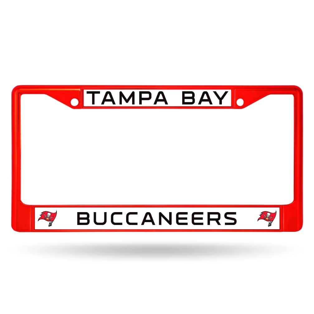 Rico Industries - Tampa Bay Football Buccaneers Licensed Red Painted Chrome Metal License Plate Frame - Multi