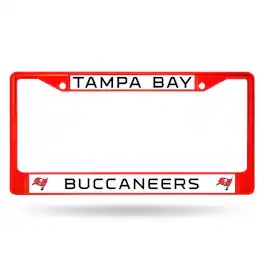 Rico Industries - Tampa Bay Football Buccaneers Licensed Red Painted Chrome Metal License Plate Frame - Multi