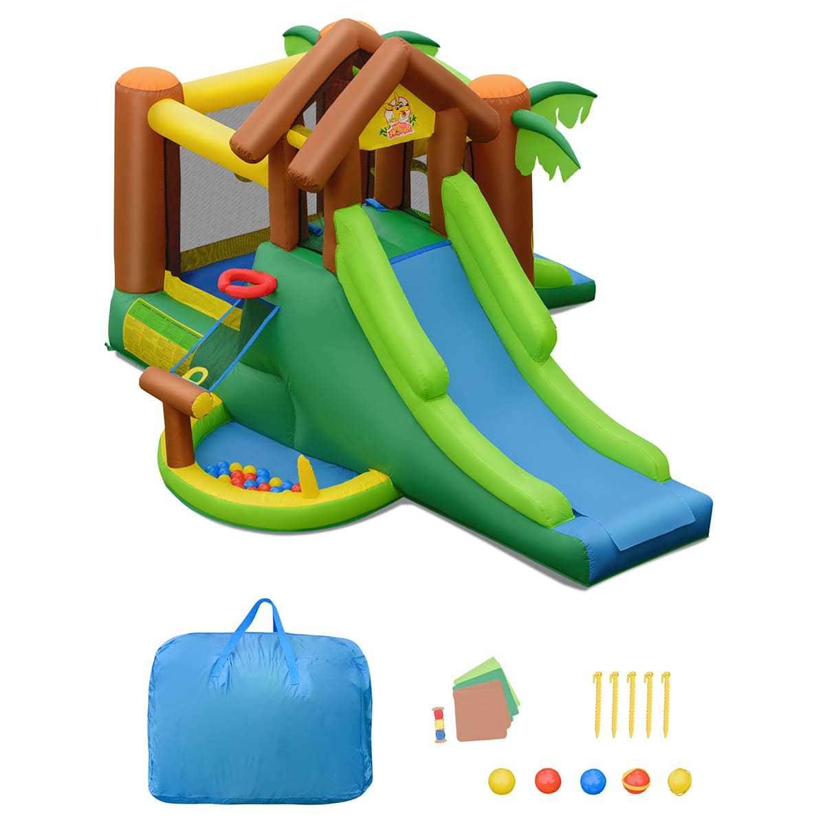Gymax - Inflatable Jungle Bounce House w/ Dual Slides Climbing Wall Jumping Area price history on PriceWatchPro