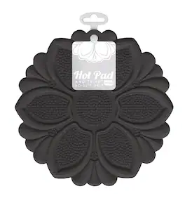 Talisman Designs - Silicone Nonslip Grip Silicone Hot Pad & Trivet, Set of 1 - Black