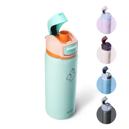 Front. Buzio - 32oz Insulated Water Bottle with Leakproof Pop & Chug Lid - Green.