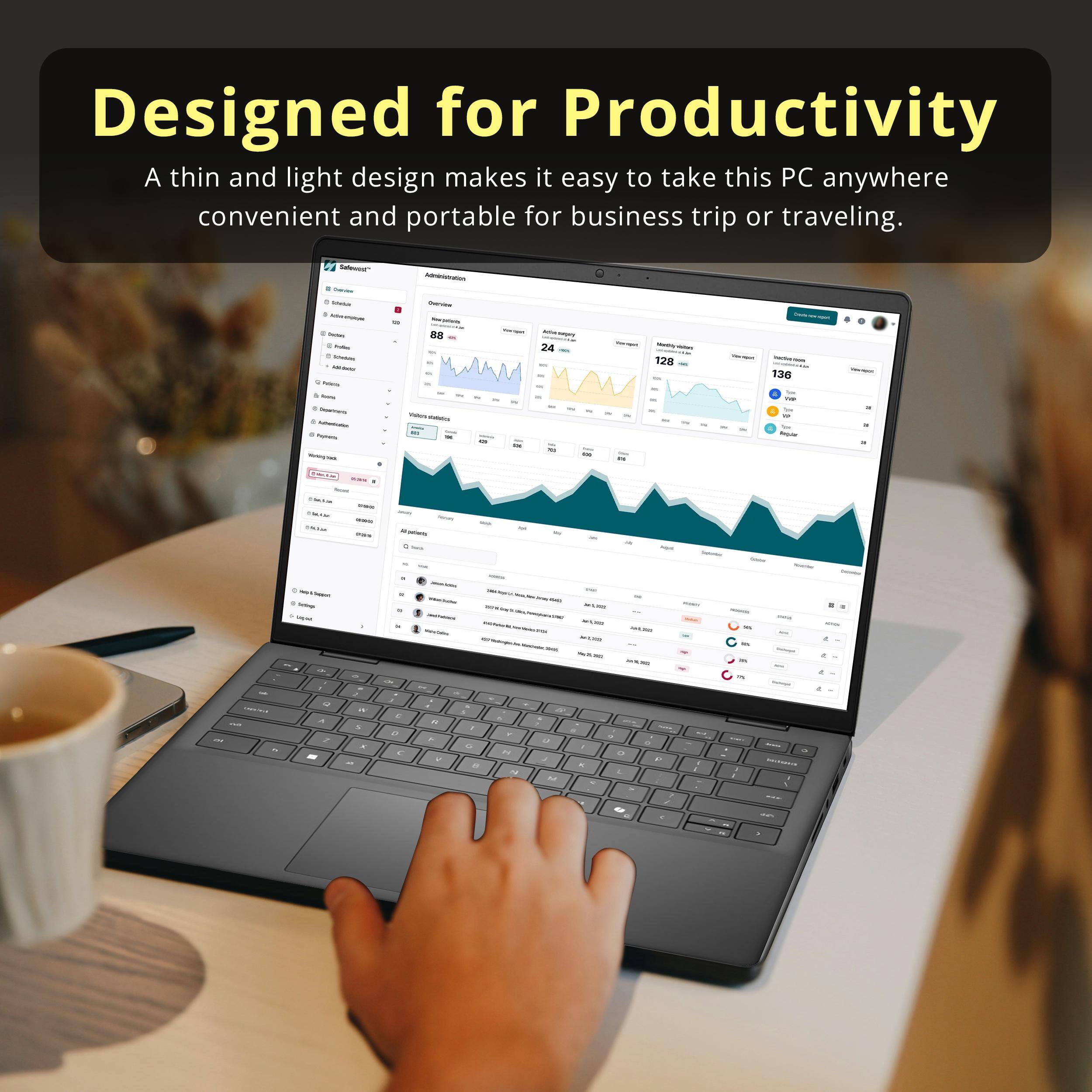 Designed for Productivity

A thin and light design makes it easy to take this PC anywhere convenient and portable for business trip or traveling.
